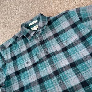 L.L. Bean Freeport Maine Chamois Cloth Shirt XL Reg Traditional Fit Cotton Green